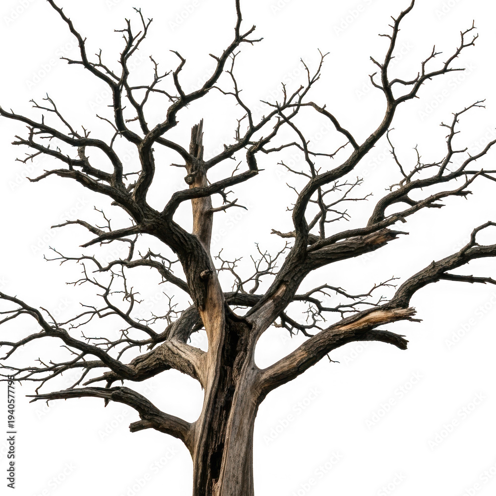 Fototapeta premium A bare-branched tree standing against a plain background