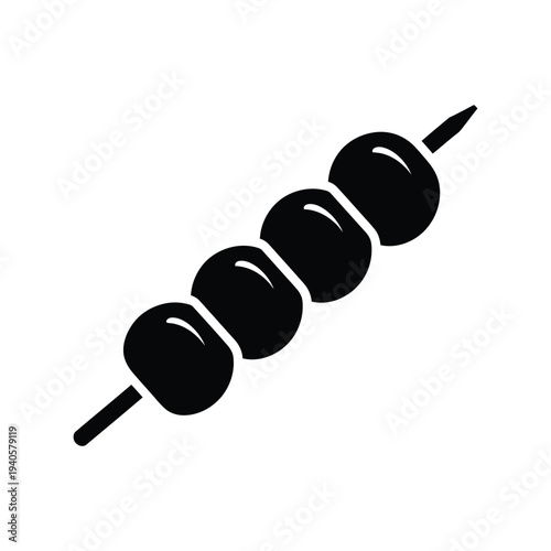 Skewer Food Silhouette Vector Icon – Black Simple BBQ Grill Illustration Isolated on White