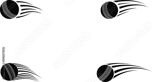 Swoosh Cricket ball Logo Icon silhouette on white background