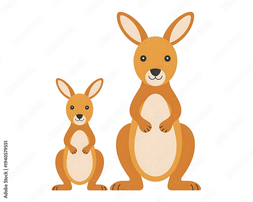 Obraz premium Cute kangaroo and joey standing together in playful pose