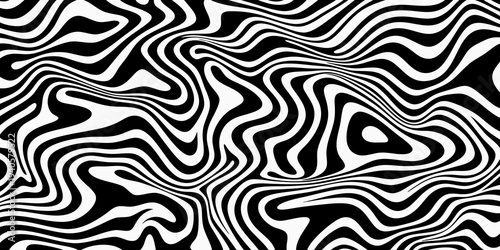 Abstract swirling black and white lines create a hypnotic optical illusion