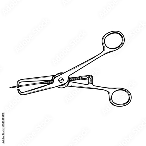 Surgical Needle Holder Black and White Medical Vector