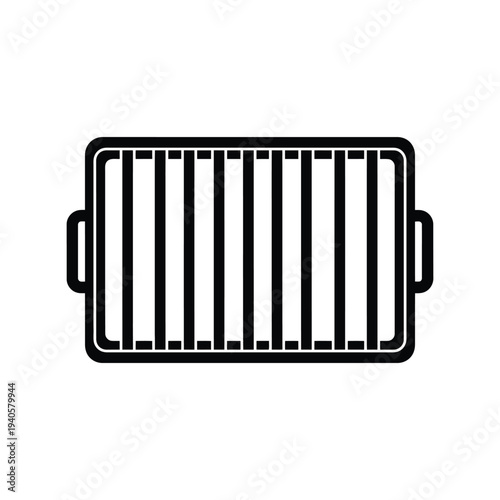 Grill pan silhouette vector icon isolated on white, black outline kitchen utensil illustration