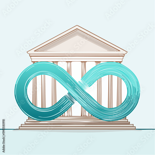 Conceptual illustration of perpetual stability and endless flow within a grand institutional architecture, symbolizing continuous value and growth