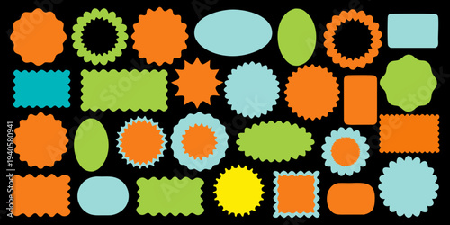 Collection of colorful uniquely shaped blank label and tag designs