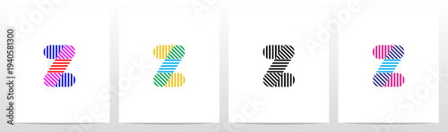 Horizontal Vertical Diagonal Lines Letter Initial Logo Design Z