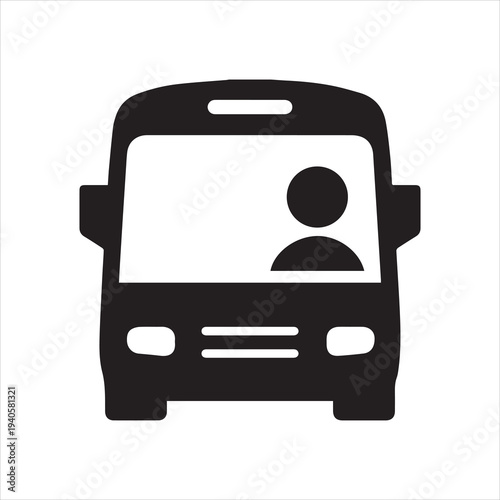 City Bus With Driver Icon - Illustration
