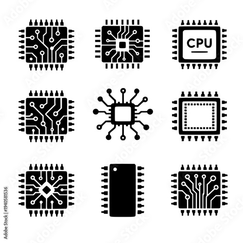 Simple Computer Chip Icons