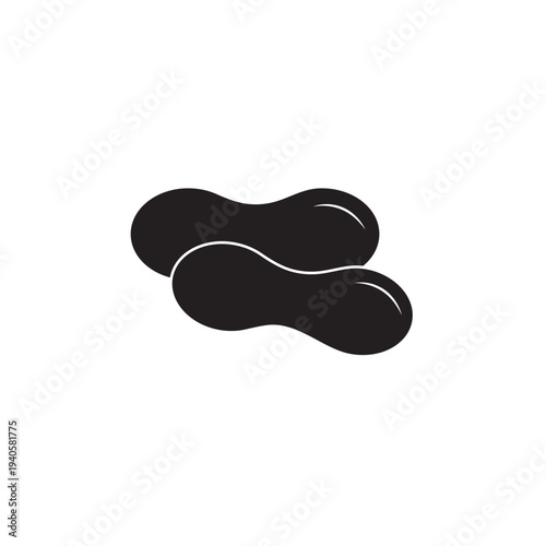 Black peanut shell silhouette icon, minimal flat vector illustration of groundnuts isolated on white background.