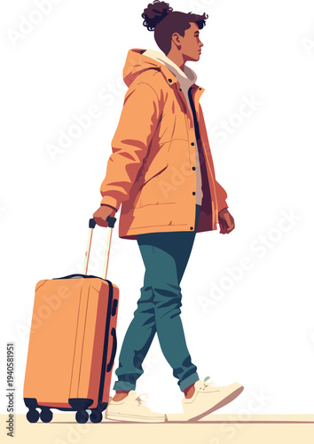 uomo donna in viaggio con valigie trasporto vettoriale 