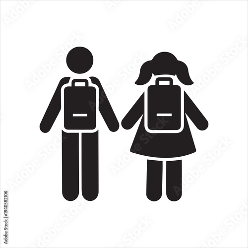 Man girl students classmates pictogram icon on white background.