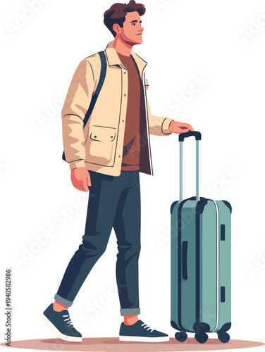 uomo donna in viaggio con valigie trasporto vettoriale 