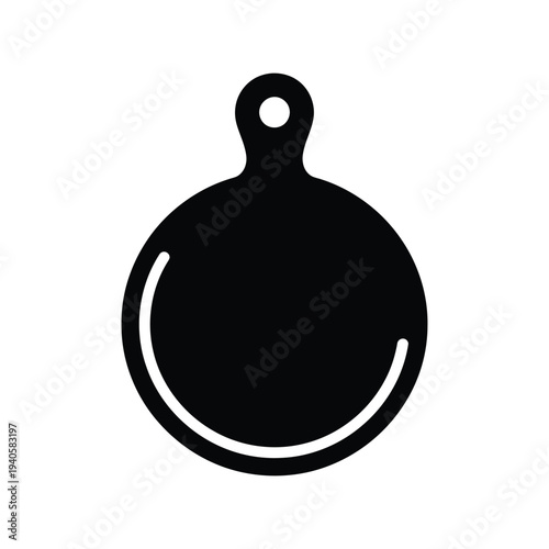 Foto Round cutting board silhoutte vector icon, black kitchen utensil isolated illust