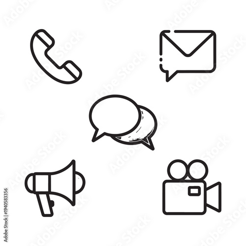 Communication icons phone message speaker camera and envelope