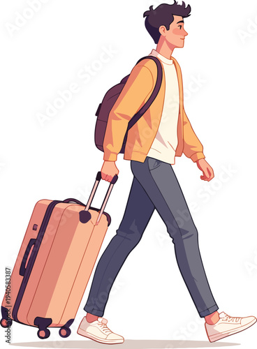 uomo donna in viaggio con valigie trasporto vettoriale 