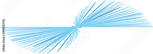 The described image features a symmetrical pattern of light blue lines radiating from a central point, creating an interesting visual effect reminiscent of a burst or beam of light.