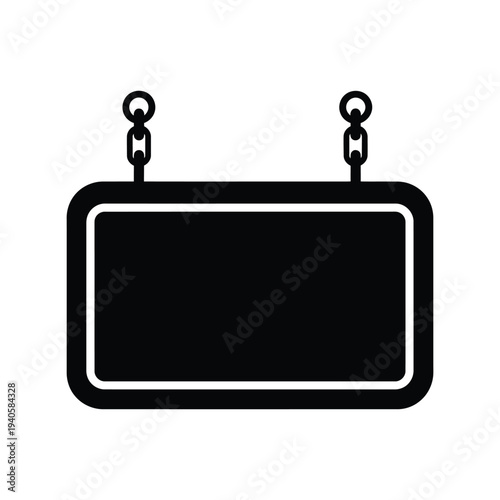 Blank hanging signboard silhouette vector isolated on white for shop, business, or cafe
