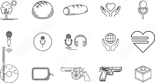 Collection of various icons and symbols