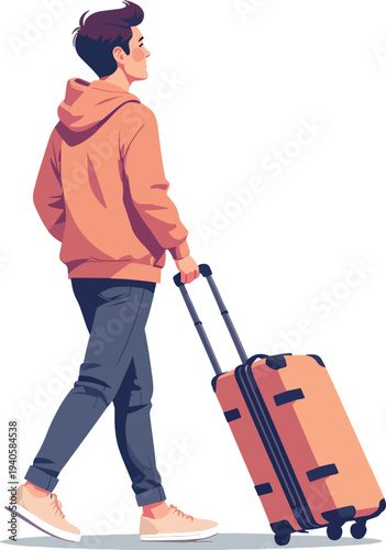 uomo donna in viaggio con valigie trasporto vettoriale 