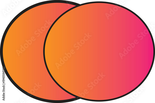 described features two overlapping circles that create a visually appealing composition through the use of color and layering. The gradient of orange and red in the circles suggests warmth, energy, 