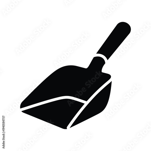 Dustpan vector silhouette icon isolated on white background for cleaning and housekeeping