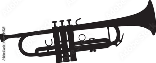 Trumpet silhouette, vector illustration, musical instrument line art icon
