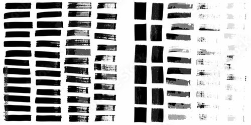 Collection of abstract brush strokes in varying shades of gray