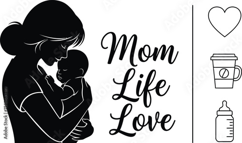 Motherhood love silhouette