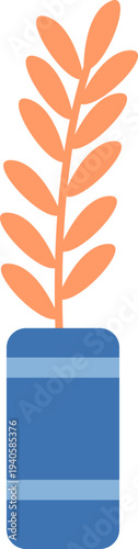 Minimalist Potted Indoor Houseplant Illustration with Orange Leaves in a Blue Vase for Modern Decor Free Download Minimalist Potted Indoor Houseplant Illustration with Orange Leaves in a Blue Vase for Modern Decor - GFXLoad