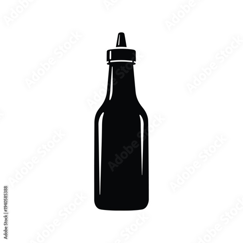 Ketchup Bottle Silhouette Vector Isolated Black Icon for Food Packaging Design