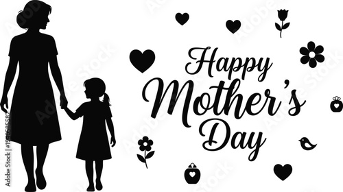 Mother's day silhouette of mother and child