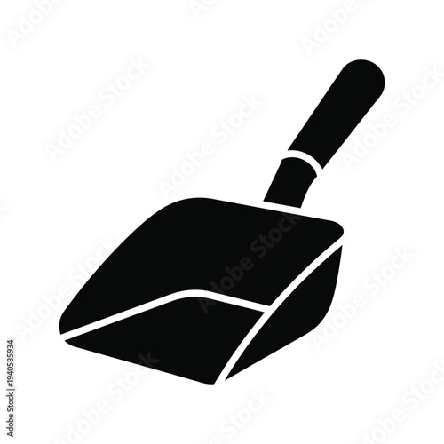 Dustpan silhouette vector icon isolated on white background for cleaning and housekeeping design