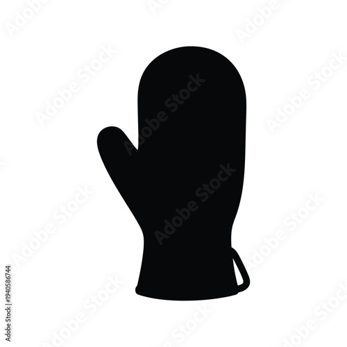 Oven Mitt Silhoutte Vector Icon Isolated on White Background for Kitchen and Cooking Design