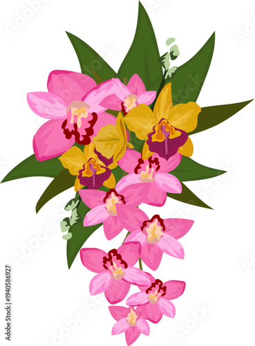 Coral Pink Botanical Flower Cluster