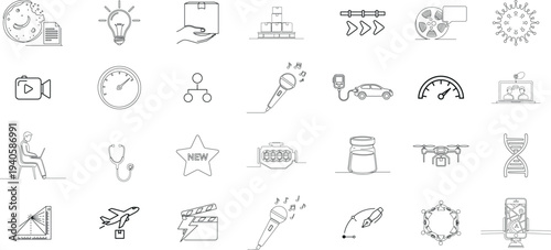 Collection of architectural sketches and symbols