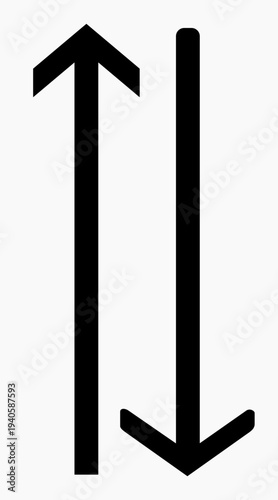Downward and upward arrow sign. 