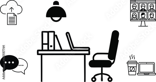 Remote work and communication icons