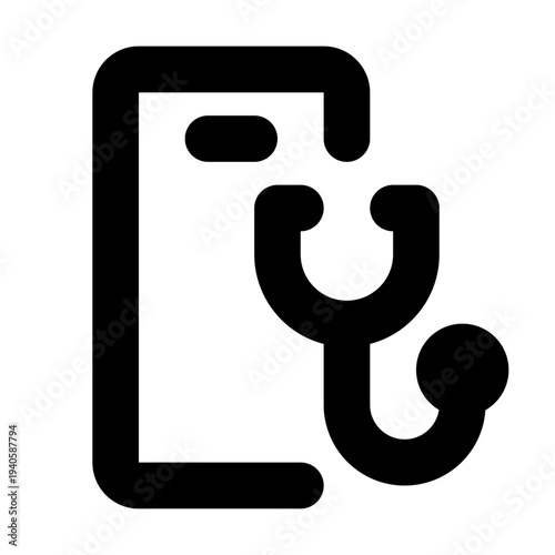 Telemedicine Icon, Mobile Health and Online Doctor Consultation Illustration, 24x24 Pixel Perfect, Editable Stroke Vector Design.