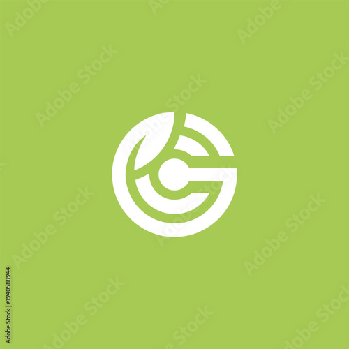 Green circular logo with leaf and letter G design.