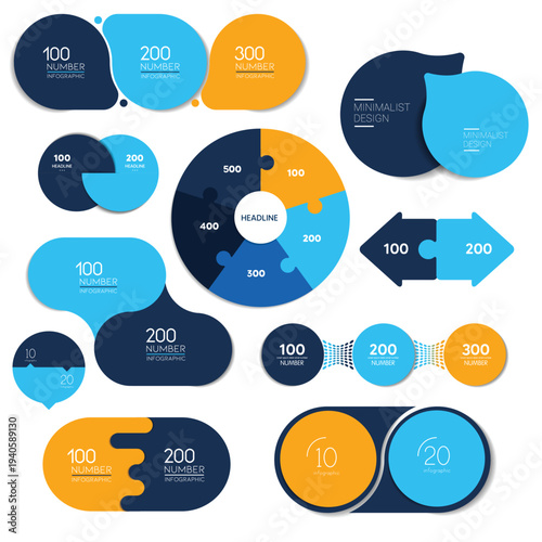 Set of roud cirles schemes, diagrams. One, two, three, four infographic template.