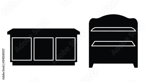 A dresser and a bed are shown side by side