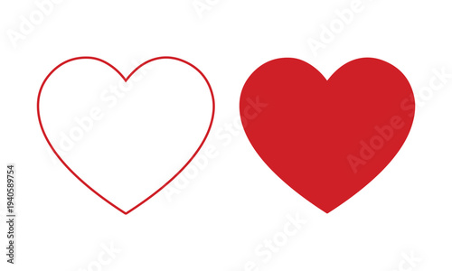Heart, love, romance or valentine's day red vector icon for apps and websites vector. Valentine’s Day red vector icon isolated on transparent background. vector illustration eps file. 