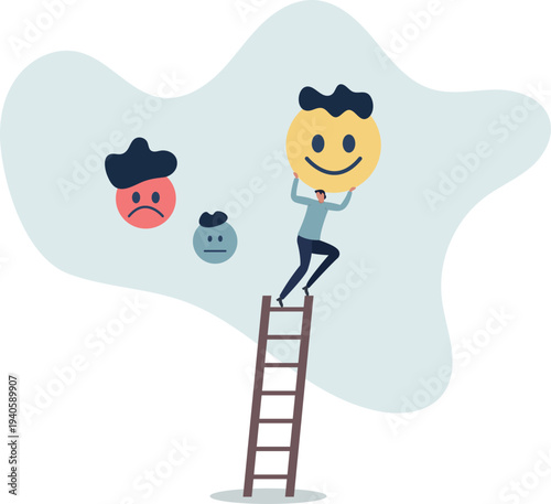 Customer satisfaction, feedback or appreciation rating, positive score or good quality service, customer experience vote concept.person's life situation and his activities.