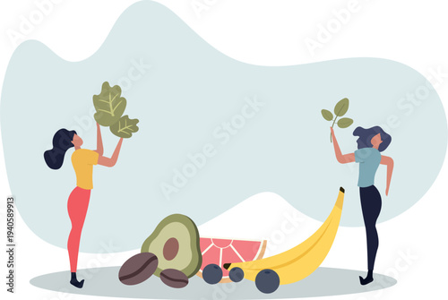 Organic superfood and ecological essential nutrients.Healthy diet with avocado, vegetables, fruits and roots for wellbeing or body health.person's life situation and his activities.