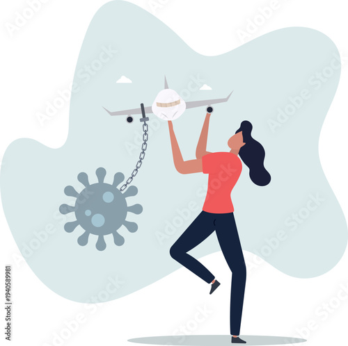 Airlines and travel industry impact financial problem bankrupt from virus outbreak crisis concept.person's life situation and his activities.