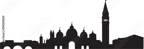 Venice skyline with gondolas and rialto bridge silhouette travel destination