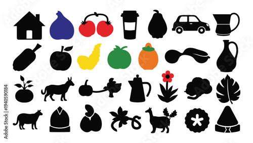 A collection of various food and drink icons