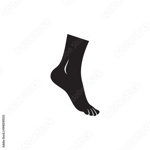 Human Foot Silhouette Black Vector Icon Simple Clean Graphic Symbol Isolated on White Background Elegant Minimalist Design Representation of Anatomy Mobility and Podiatry Healthcare Concept