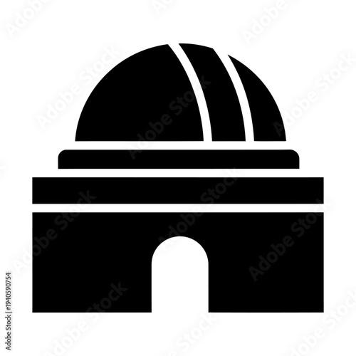 Observatory building icon silhouette for science and astronomy minimalist black design