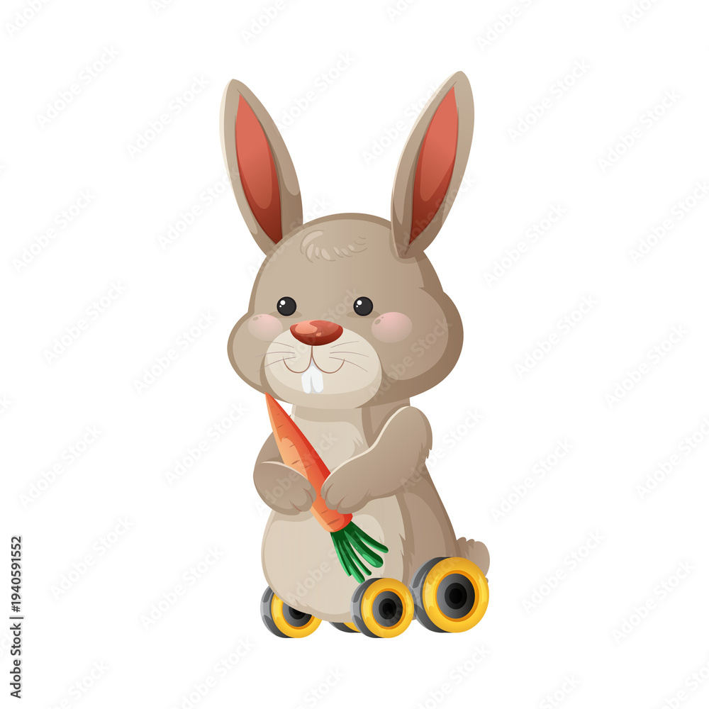Obraz premium Happy Spring Rabbit with Easter Eggs